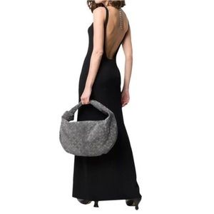 Small Bottega Veneta Jodie Knot Leather Bag in Thunder Suede